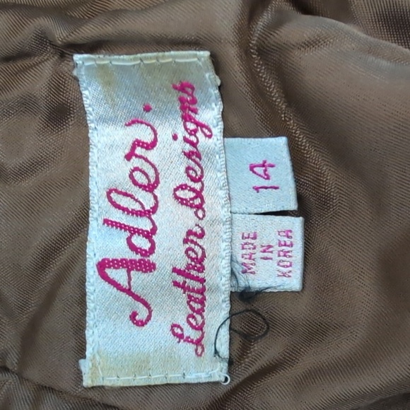 VTG Adler Leather Designs distressed leather mini skirt size 14 - Picture 4 of 6